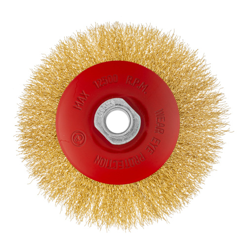 Щетка для УШМ, 125 мм, М14, "тарелка", латунированная витая проволока Matrix по ценам производителя в Екатеринбурге с доставкой по всей России