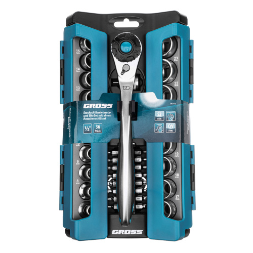 Набор торцевых головок, трещотка 120 зубьев, 1/2", CrV, 36 предметов Gross по ценам производителя в Екатеринбурге с доставкой по всей России