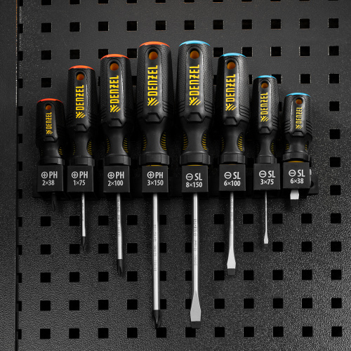 Набор отверток на полке, 8 шт., PH+SL, S2, 3к рукоятка Denzel по ценам производителя в Екатеринбурге с доставкой по всей России