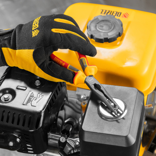 Длинногубцы прямые, диэлектрические рукоятки до 1000 В, трехкомпонентные рукоятки, 205мм Denzel по ценам производителя в Екатеринбурге с доставкой по всей России