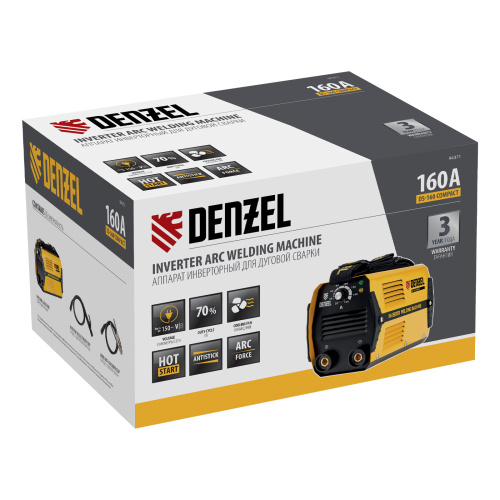 Аппарат инверторный дуговой сварки DS-160 Compact, 160 А, ПВ 70%, диаметр электрода 1.6-3.2 мм Denzel по ценам производителя в Екатеринбурге с доставкой по всей России
