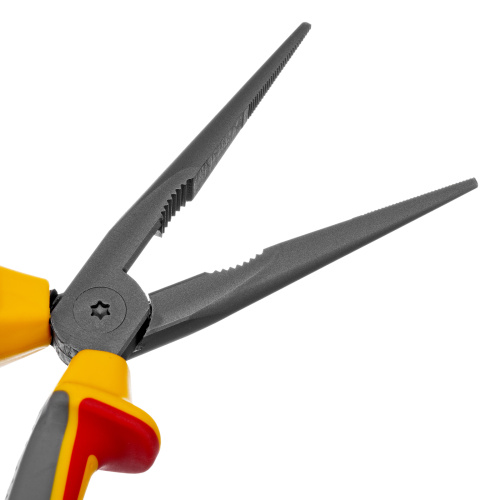 Длинногубцы прямые, диэлектрические рукоятки до 1000 В, трехкомпонентные рукоятки, 205мм Denzel по ценам производителя в Екатеринбурге с доставкой по всей России