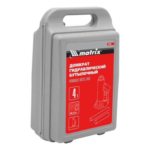 Домкрат гидравлический бутылочный, 4 т, высота подъема 194-372 мм, в пластиковый кейсе Matrix по ценам производителя в Екатеринбурге с доставкой по всей России