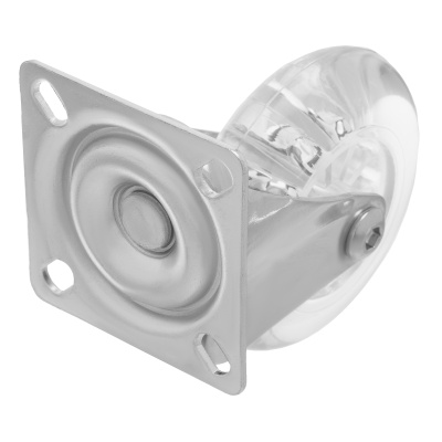 Колесо ПУ прозрачное поворотное d-75 мм, крепление платформенное Сибртех по ценам производителя в Екатеринбурге с доставкой по всей России