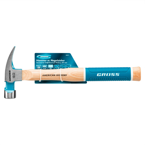Молоток-гвоздодер, 280 г, угол 75, магнит, обрезиненная рукоятка American hickory GROSS по ценам производителя в Екатеринбурге с доставкой по всей России