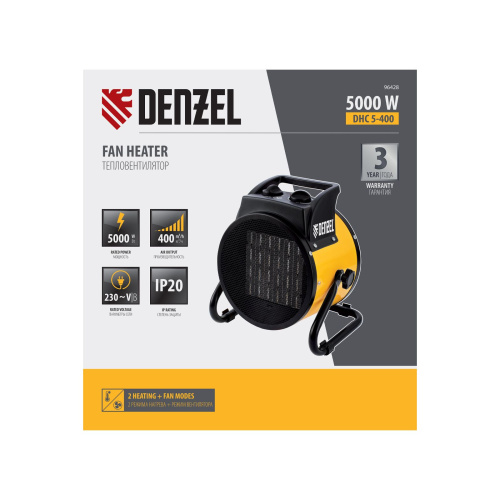 Тепловая пушка, керамический нагреватель (тепловентилятор) DHC 5-400, 230 В, 0.04/3/5 кВт Denzel купить в Москве с доставкой по всей России | ProtosMarket.ru