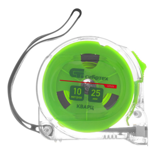 Рулетка Кварц,прозрачный корпус,амортизатор,10 м х 25 мм Сибртех по ценам производителя в Екатеринбурге с доставкой по всей России