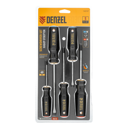 Набор отверток, 5 шт., PH+SL, S2, 3к рукоятка Denzel по ценам производителя в Екатеринбурге с доставкой по всей России