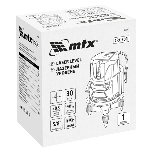 Лазерный уровень CRX-30R, 30 м, красный луч, батарейки, резьба 5/8" MTX по ценам производителя в Екатеринбурге с доставкой по всей России