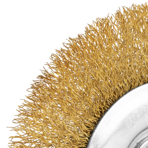 Щетка для УШМ, 125 мм, М14, плоская, латунированная витая проволока Matrix по ценам производителя в Екатеринбурге с доставкой по всей России