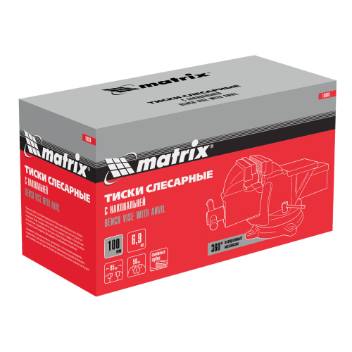Тиски слесарные, 100 мм, поворотные, с наковальней Matrix по ценам производителя в Екатеринбурге с доставкой по всей России