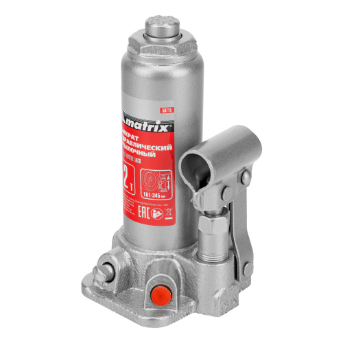 Домкрат гидравлический бутылочный, 2 т, высота подъема 181-345 мм Matrix по ценам производителя в Екатеринбурге с доставкой по всей России