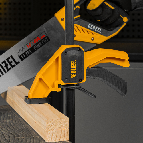 Струбцина F-образная, быстрозажимная, 600 х 80 мм, усиленный нейлоновый корпус Denzel по ценам производителя в Екатеринбурге с доставкой по всей России