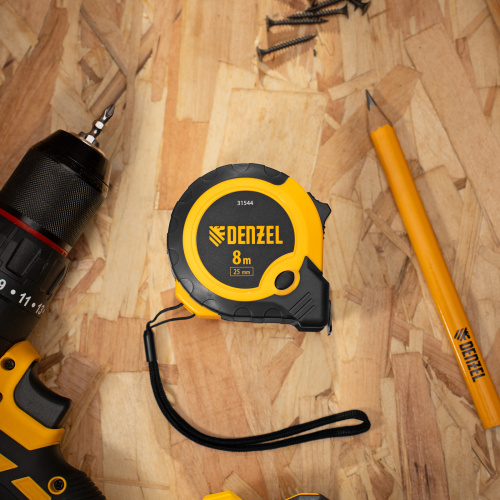 Рулетка 8м х 25мм, двухкомп. корпус, кнопка-пауза Denzel по ценам производителя в Екатеринбурге с доставкой по всей России