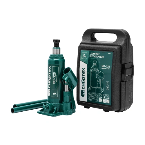 Домкрат гидравлический бутылочный, 3 т, 180-320 мм, в пласт. кейсе Сибртех по ценам производителя в Екатеринбурге с доставкой по всей России