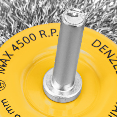 Щетка для дрели, 75 мм, Плоская, со шпилькой, нержавеющая витая проволока Denzel по ценам производителя в Екатеринбурге с доставкой по всей России