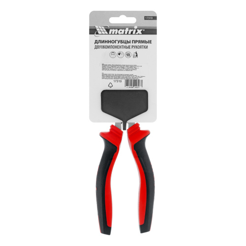 Длинногубцы прямые, 180 мм, хром-ванадий, двухкомпонентные рукоятки Matrix по ценам производителя в Екатеринбурге с доставкой по всей России