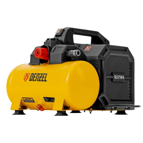 Компрессор  DLS750/6 безмасляный малошумный 750 Вт, 140 л/мин,ресивер 6 л Denzel по ценам производителя в Екатеринбурге с доставкой по всей России