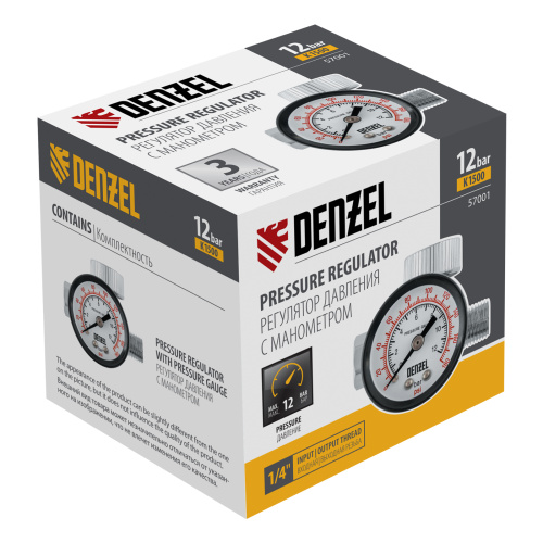 Регулятор давления с манометром для краскораспылителя K1500, 12 бар, 1/4" Denzel по ценам производителя в Екатеринбурге с доставкой по всей России