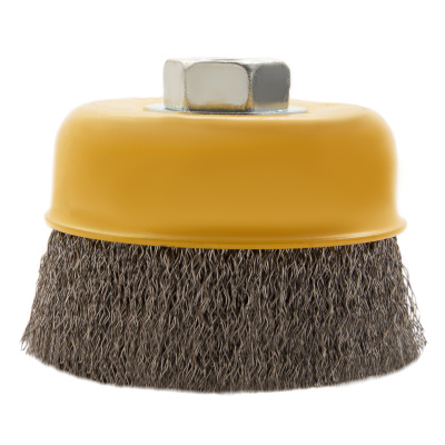 Щетка для УШМ, 75 мм, "Чашка", витая нержавеющая проволока 0.3 мм, М14 Denzel купить в Москве с доставкой по всей России | ProtosMarket.ru