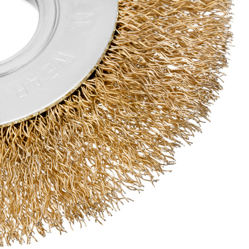 Щетка для УШМ, 100 мм, посадка 22.2 мм, плоская, латунированная витая проволока Matrix по ценам производителя в Екатеринбурге с доставкой по всей России