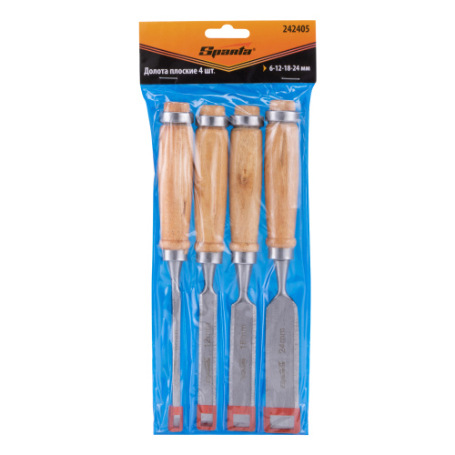 Набор долот-стамесок, 6-12-18-24 мм, плоских, деревянные рукоятки Sparta по ценам производителя в Екатеринбурге с доставкой по всей России