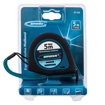 Рулетка "Ergonomisch",5 м x 19 мм,магнитный обрезиненный зацеп Gross по ценам производителя в Екатеринбурге с доставкой по всей России