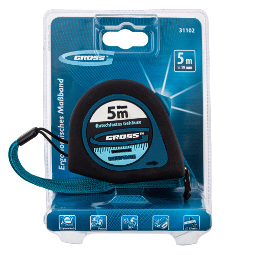 Рулетка "Ergonomisch",5 м x 19 мм,магнитный обрезиненный зацеп Gross по ценам производителя в Екатеринбурге с доставкой по всей России