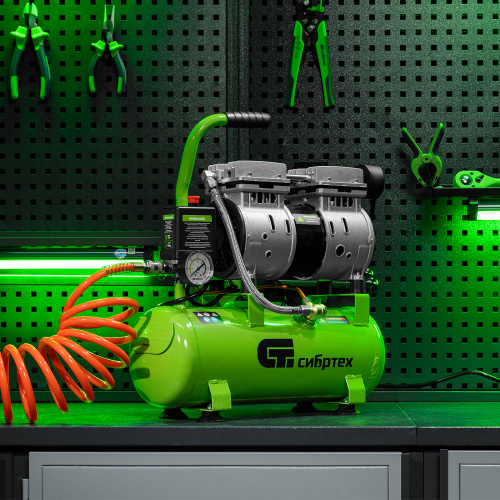 Компрессор безмаслянный малошумный МБ 750/10,750 Вт, 10 л, 150 л/мин Сибртех по ценам производителя в Екатеринбурге с доставкой по всей России