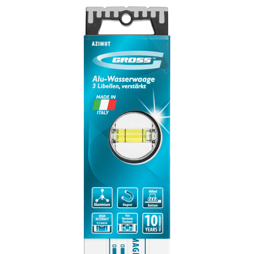 Уровень алюминиевый, 1000 мм, усиленный, рукоятки, фрезерованный, 3 глазка, магнитный Gross по ценам производителя в Екатеринбурге с доставкой по всей России