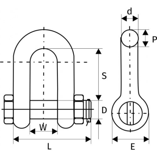 Скоба прямая  25 т, G2150, с гайкой и шплинтом размер 1 - 3/4 по ценам производителя в Екатеринбурге с доставкой по всей России