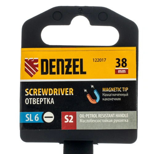 Отвертка, SL6x38 мм, S2, 3к рукоятка Denzel по ценам производителя в Екатеринбурге с доставкой по всей России