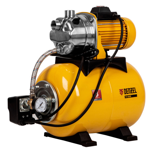 Насосная станция PS1000Х, 1000 Вт, 3500 л/ч, ресивер 24 л, подъем 44 м, нержавейка Denzel по ценам производителя в Екатеринбурге с доставкой по всей России