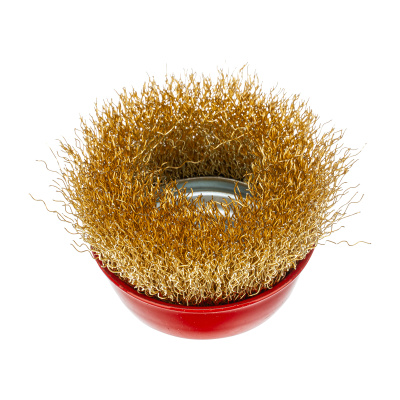 Щетка для УШМ, 65 мм, М14, "чашка", латунированная витая проволока Matrix по ценам производителя в Екатеринбурге с доставкой по всей России