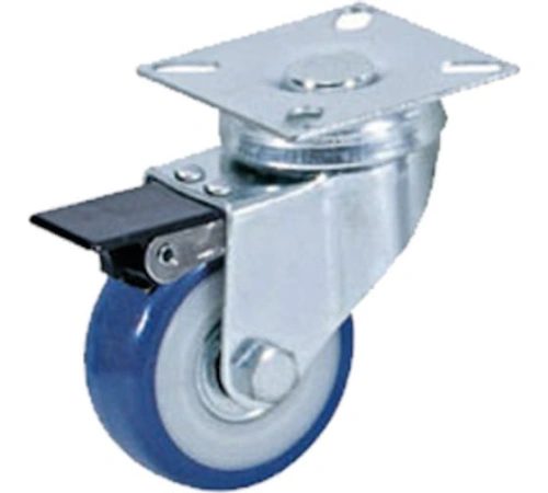 Колесо аппаратное поворотное SCvb 92 75 мм с тормозом (синяя резина) по ценам производителя в Екатеринбурге с доставкой по всей России