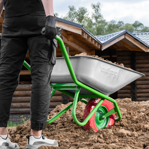 Тачка садово-строительная с PU колесом, грузоподъемность 180 кг, объем 90 л Сибртех по ценам производителя в Екатеринбурге с доставкой по всей России