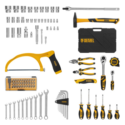 Набор инструментов, 1/2", 1/4", CrV, S2, пластиковый кейс, 100 предметов Denzel по ценам производителя в Екатеринбурге с доставкой по всей России