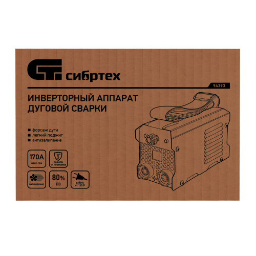 Инверторный аппарат дуговой сварки ИДС-170K, 170 А, ПВ 80%, диаметр электрода 1,6-3,2 мм Сибртех по ценам производителя в Екатеринбурге с доставкой по всей России