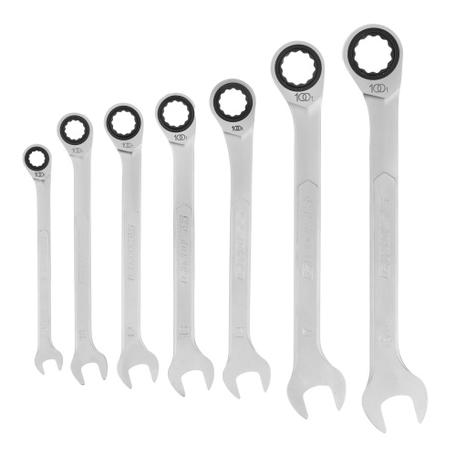 Набор ключей комбинированных трещоточных, количество зубьев 100, СRV, 7 шт, 8-19 мм Gross по ценам производителя в Екатеринбурге с доставкой по всей России