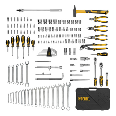 Набор инструментов, 1/2", 1/4", 3/8", CrV, S2, пластиковый кейс, 144 предмета Denzel по ценам производителя в Екатеринбурге с доставкой по всей России