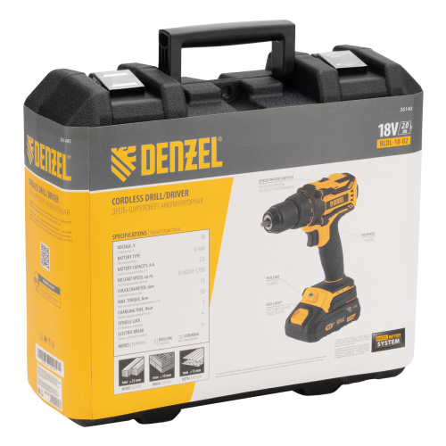 Дрель-шуруповерт аккумуляторная, бесщет. BLDL-18-02 Li-Ion, 18 В Denzel по ценам производителя в Екатеринбурге с доставкой по всей России
