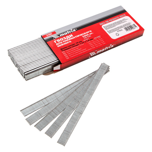 Гвозди для пневматического нейлера, длина 10 мм, ширина 1.25 мм, толщина 1 мм, 5000 шт Matrix по ценам производителя в Екатеринбурге с доставкой по всей России