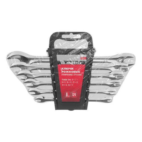 Набор ключей рожковых 6 шт, 6-17 мм, CrV, Elliptical, зеркальное хромирование Matrix по ценам производителя в Екатеринбурге с доставкой по всей России