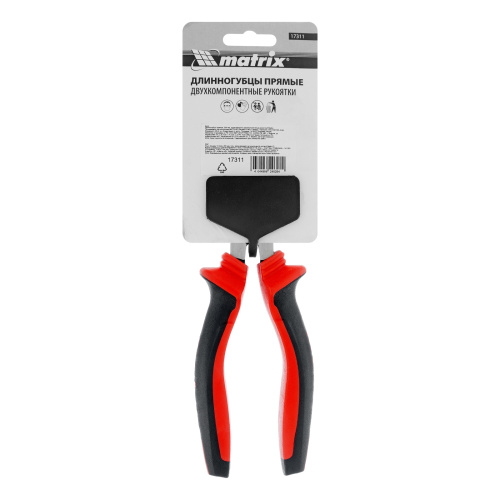 Длинногубцы прямые, 200 мм, хром-ванадий, двухкомпонентные рукоятки Matrix по ценам производителя в Екатеринбурге с доставкой по всей России