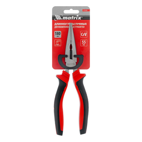 Длинногубцы прямые, 180 мм, хром-ванадий, двухкомпонентные рукоятки Matrix по ценам производителя в Екатеринбурге с доставкой по всей России