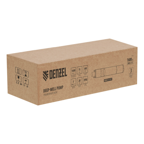 Скважинный насос DWS-3-75, винтовой, диаметр 3", 500 Вт, 1600 л/ч, напор 75 м Denzel по ценам производителя в Екатеринбурге с доставкой по всей России