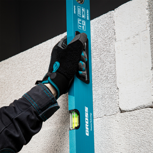 Уровень алюминиевый, 800 мм, усиленный с ударопрочными заглушками, рукоятки, 3 глазка Gross по ценам производителя в Екатеринбурге с доставкой по всей России