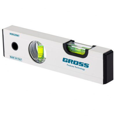Уровень алюминиевый, 200 мм, фрезерованный, 2 глазка, магнитный Gross по ценам производителя в Екатеринбурге с доставкой по всей России