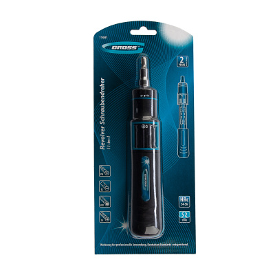 Отвертка реверсивная с револьверным механизмом, 11 шт, сталь S2 Gross по ценам производителя в Екатеринбурге с доставкой по всей России