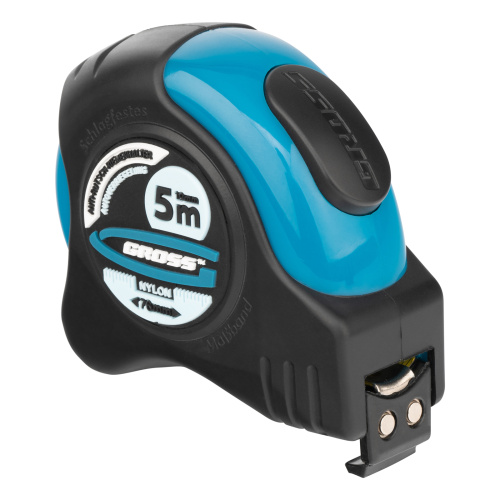 Рулетка "Schlagfest",5 м x 19 мм,магнитный обрезиненный зацеп,двусторонняя шкала,Нейлоновое покрытие,автоматическая фиксация Gross по ценам производителя в Екатеринбурге с доставкой по всей России